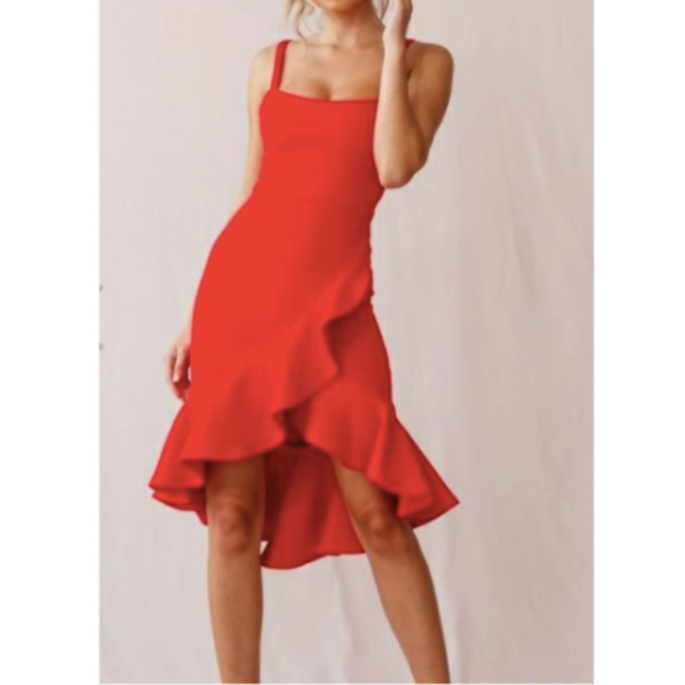 Here Comes the Sun Senorita Red Ruffle Dress